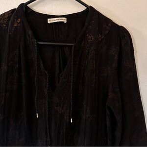 Ulla Johnson Black Floral Boho Midi Dress